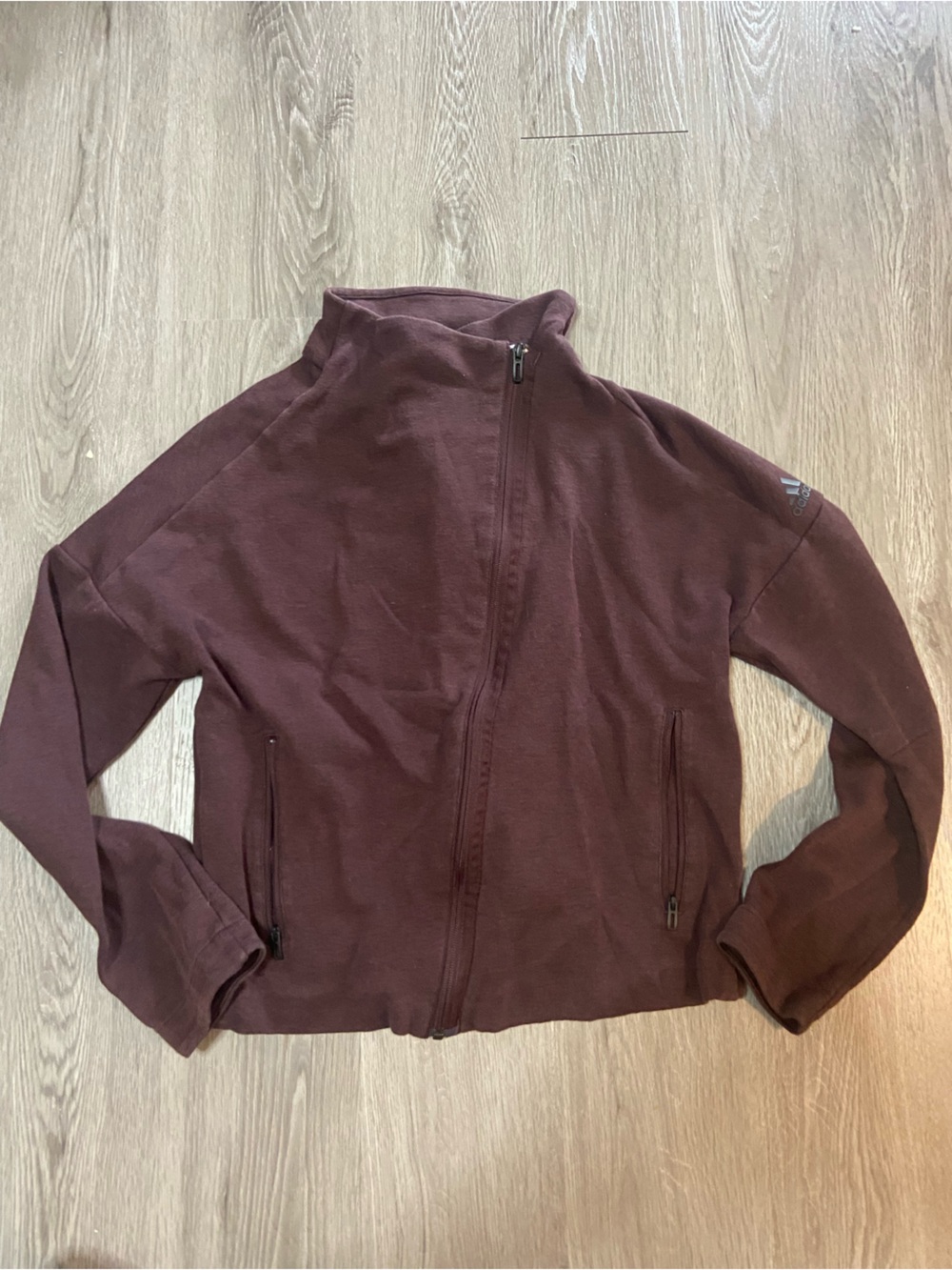 adidas Women's Assymetrical Zip-Up Jacket in Maroon